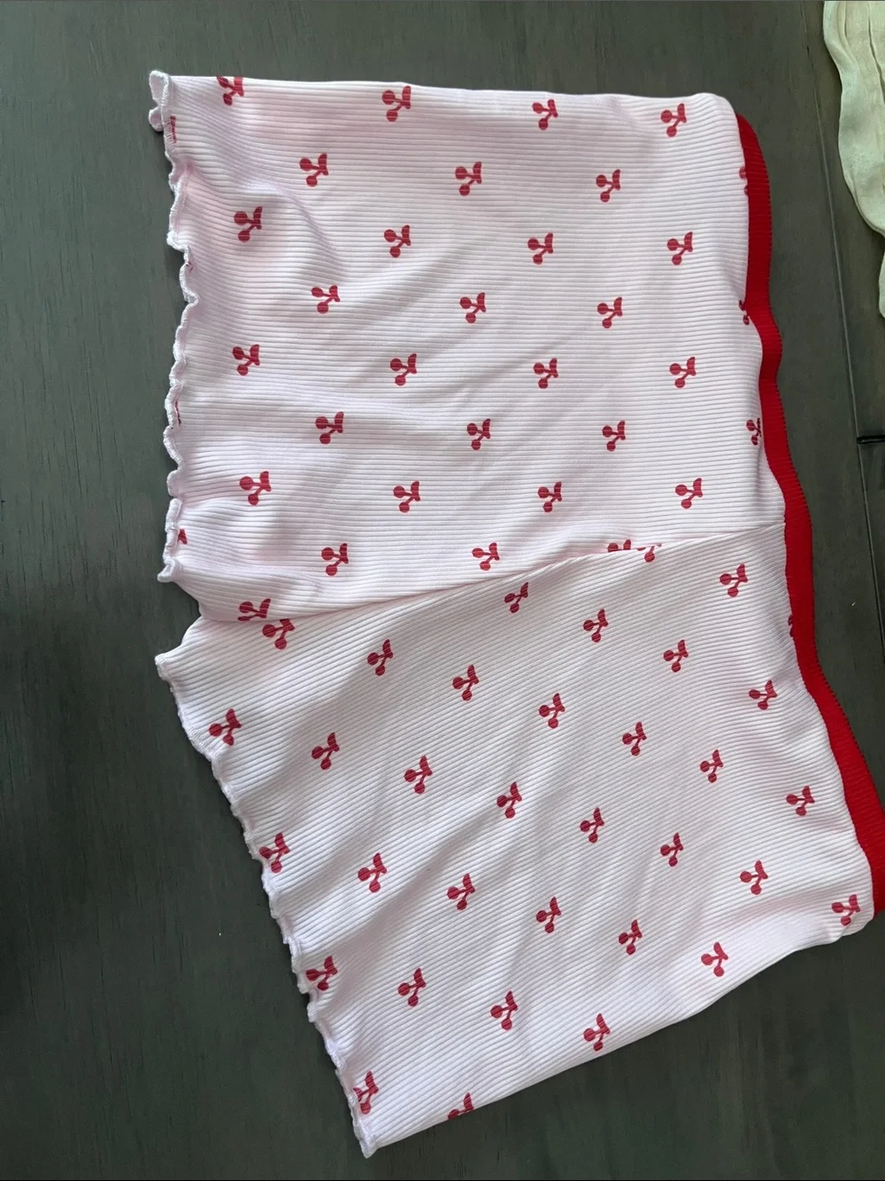 Pink Ribbed Shorts with Red Cherry Print NEVER WORN